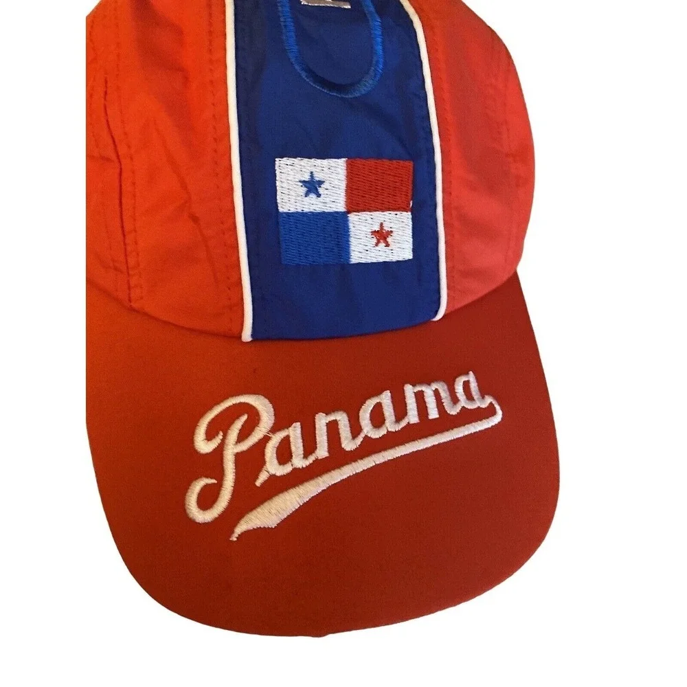 Panama Flag Embroidered‎ Red & Blue Adjustable Baseball Hat Cap